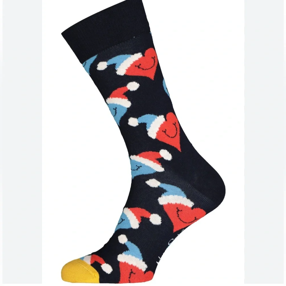 NWT Happy Socks Santa Loves Smiley Socks Size 5.5-9.5